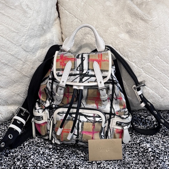 Burberry Scribble Graffiti Check Mini Backpack Rare Find, Authentic, Collectible - Picture 1 of 15